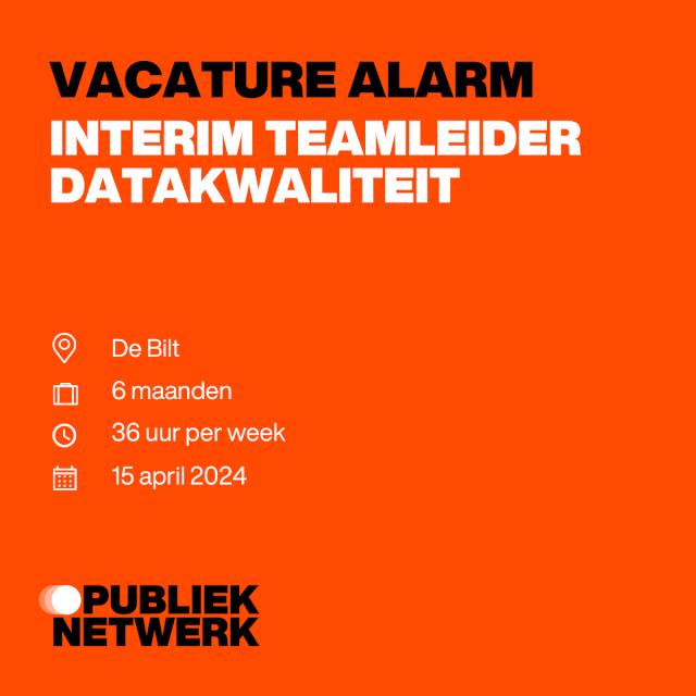 Interim Teamleider Datakwaliteit Ministerie van Infrastructuur en Waterstaat