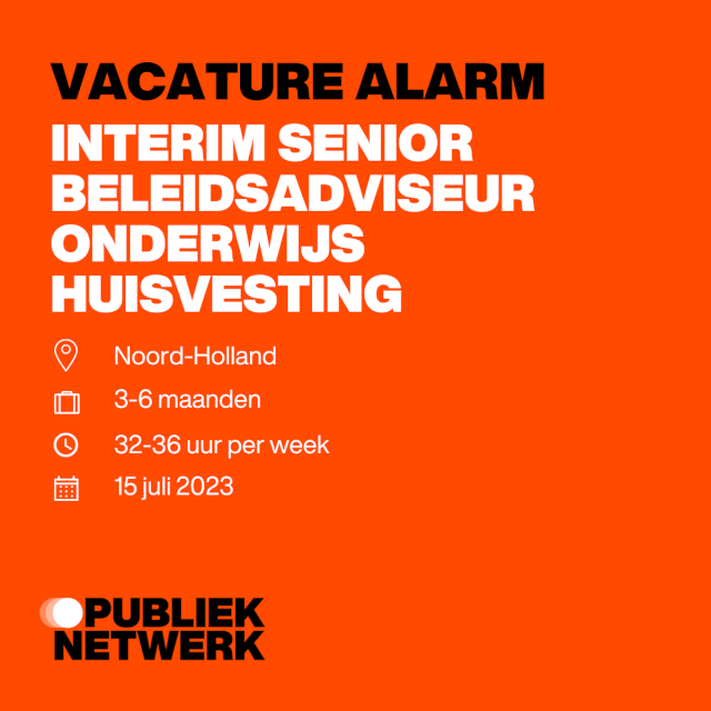Interim Senior Beleidsadviseur Onderwijs Huisvesting SED