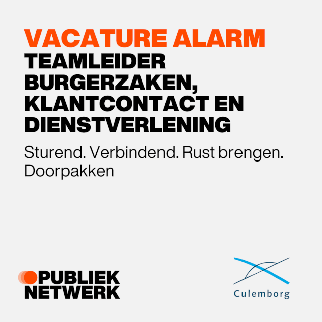 Teamleider Burgerzaken Klantcontact en Dienstverlening gemeente Culemborg